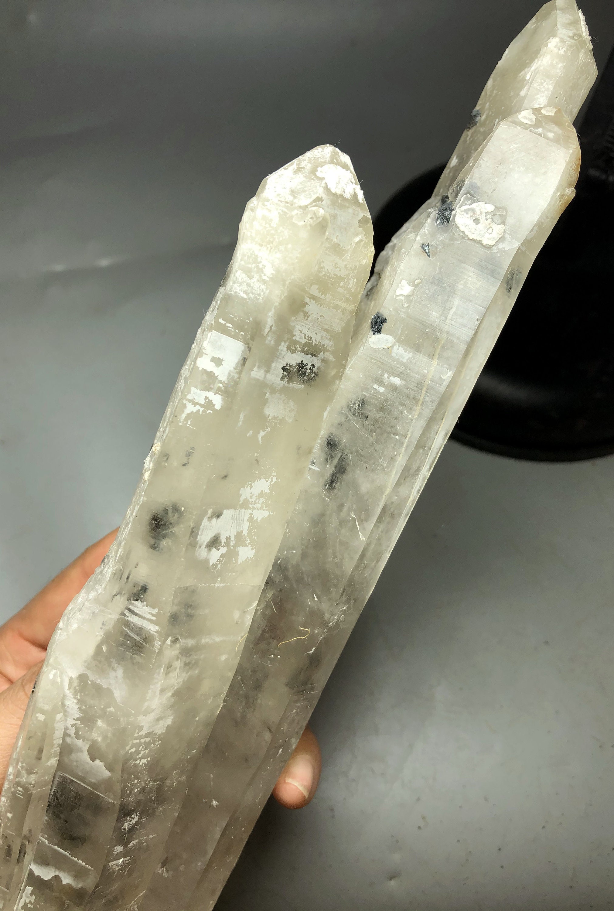 758g NATURAL White QUARTZ Crystal & Specularite Specimen Z911 | Etsy