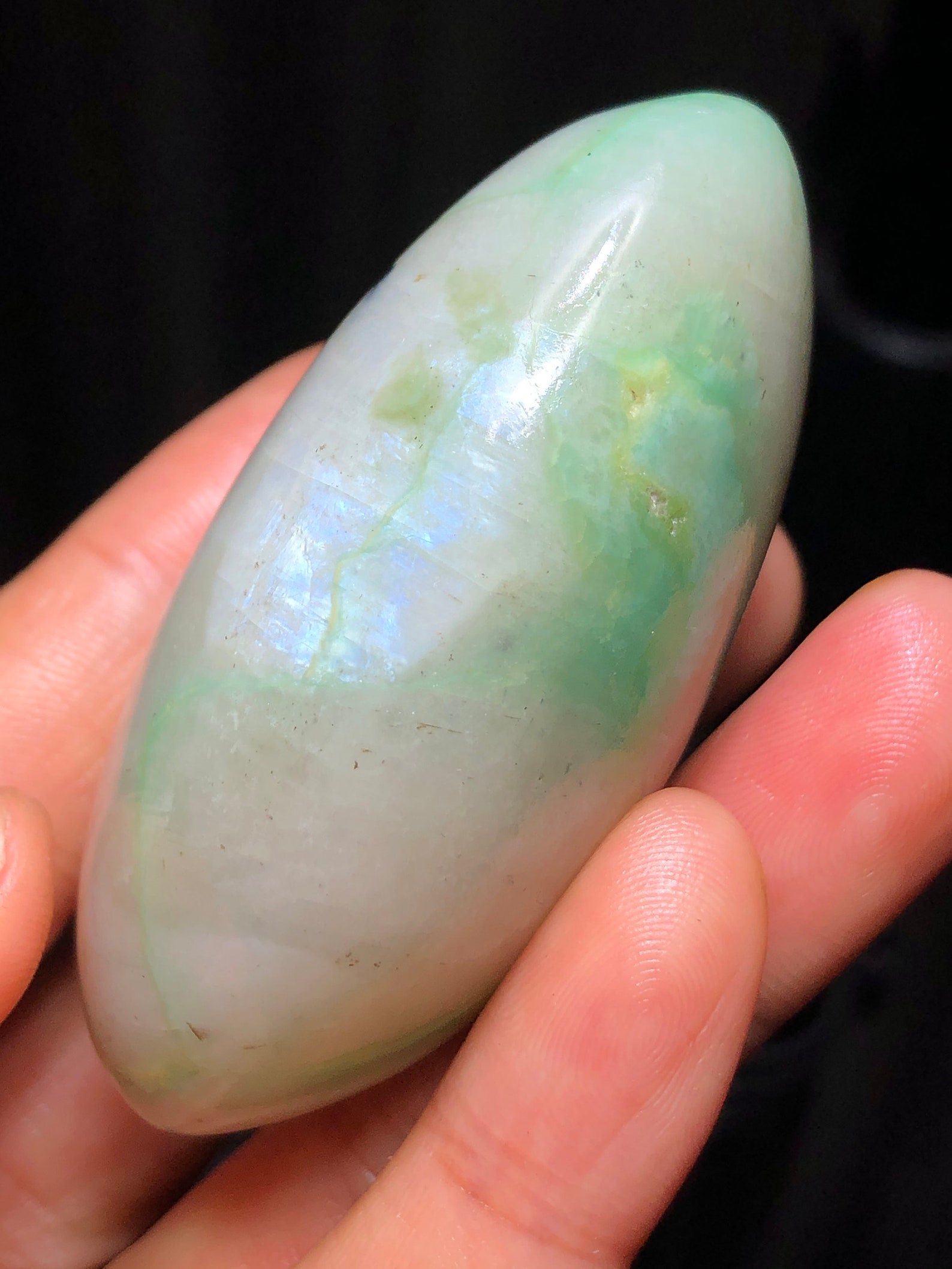 98g Natural Green Moonstone Palmstone Crystal Polished Energy Etsy
