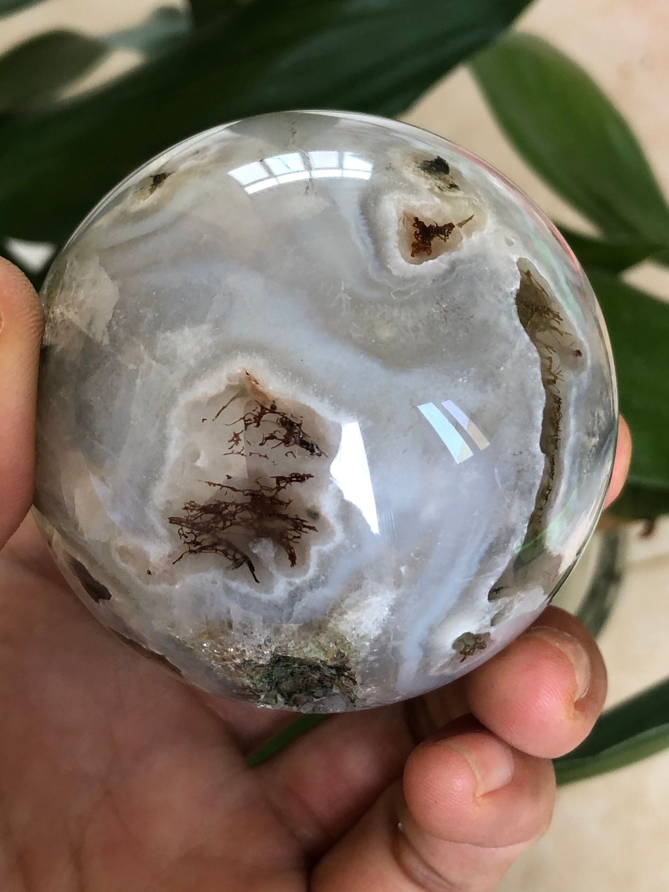 292g Moss Agate Sphere Natural Agate Sphere Moss Agate | Etsy