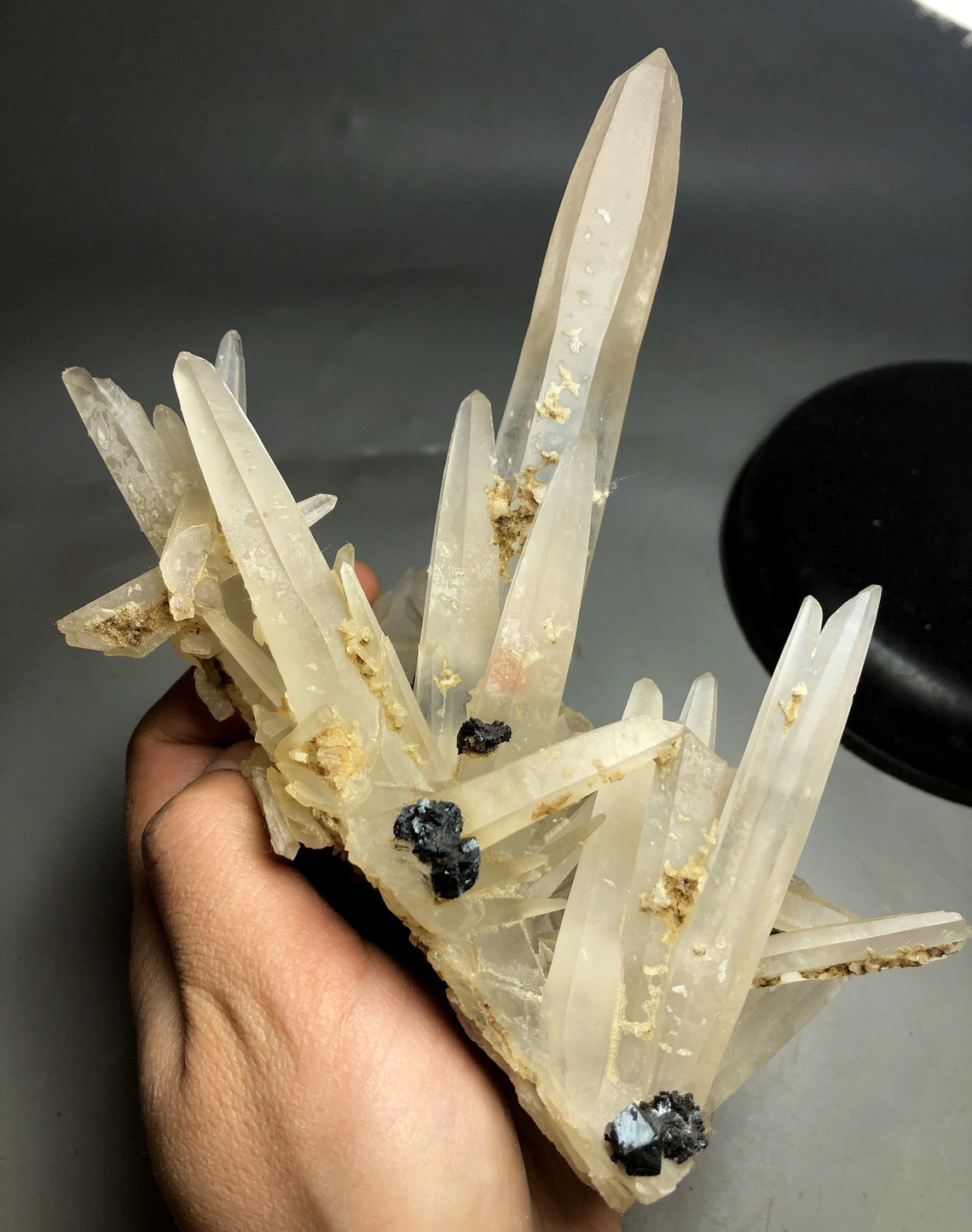 634g Rare Natural White QUARTZ CRYSTAL Cluster & specularite Etsy