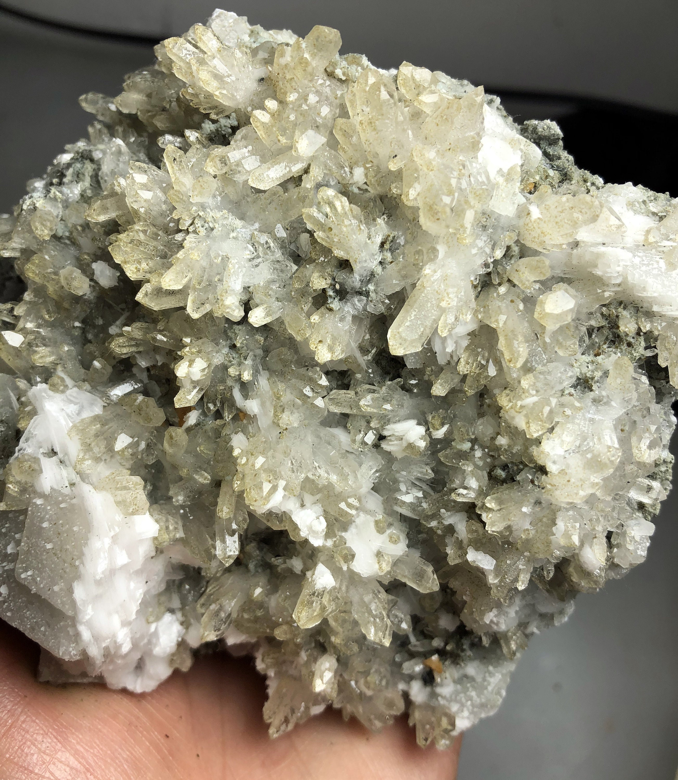 1448g Rare Natural White QUARTZ CRYSTAL Cluster & Calcite Etsy