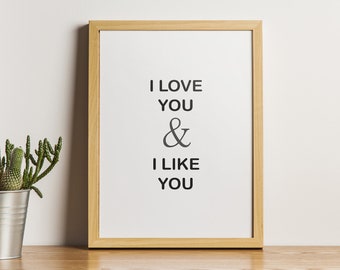 Ich liebe dich & ich mag dich, Parks und Freizeit Druck, Pop-Kultur-Kunst, niedlich lustig druckbare Dekor, Geschenk für sie und ihn, Instant Download