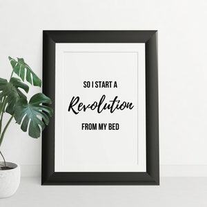 So starte ich eine Revolution aus meinem Bett, Oase Lyric, Oasis Druck, Typografie, Home Fashion, Typografie Druck, Geschenkidee, Wohnheim Raum Idee