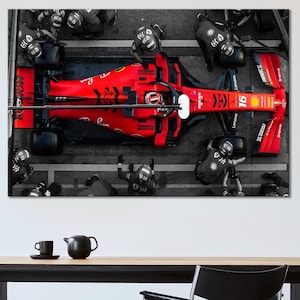 F1 Wall Art Pit Stop Print Canvas Red racing car wall art Sport Canvas Wall Art