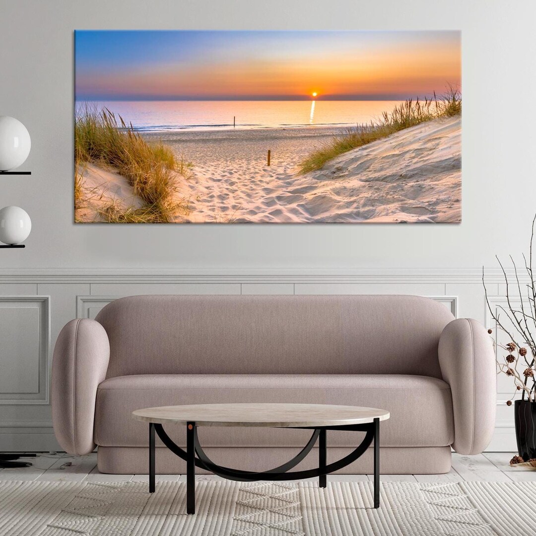 Sand Beach Canvas Wall Art Beach Sunset Landscape Sand Dunes Print Sea ...