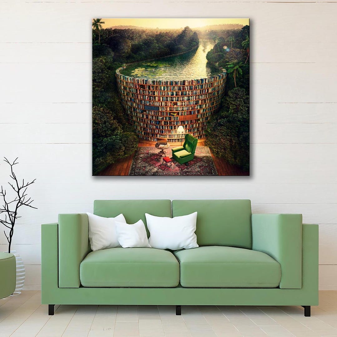 Fantasy Library Canvas Wall Art Library Print Book Lover Gift ...