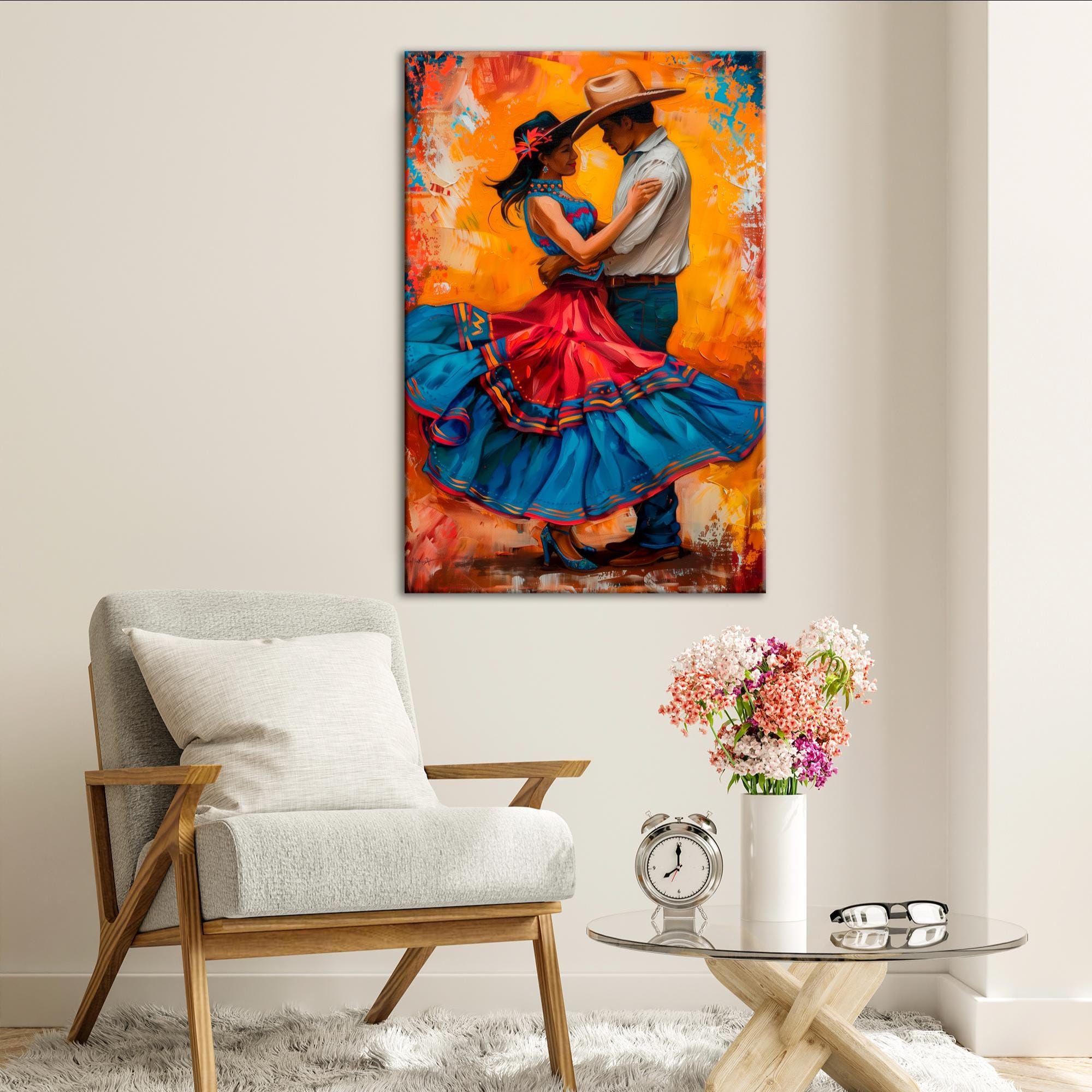 Mexican Dance Wall Art Colorful Folk Dance Print Canvas