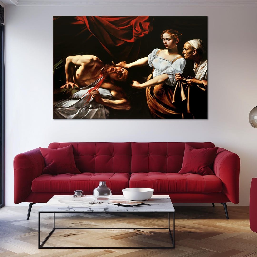 Judith Painting Caravaggio Judith Beheading Holofernes Canvas Wall Art: Baroque Print ...