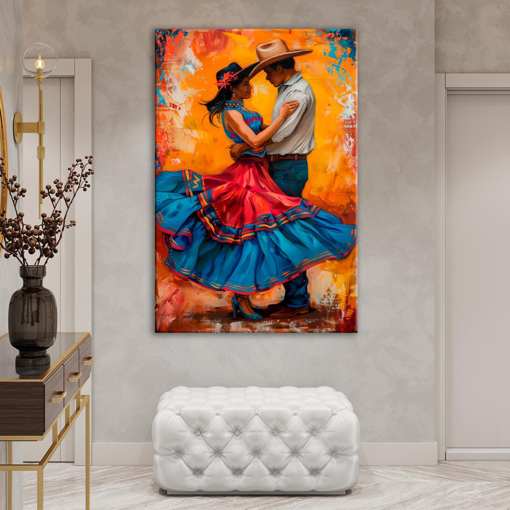 Mexican Dance Wall Art Colorful Folk Dance Print Canvas