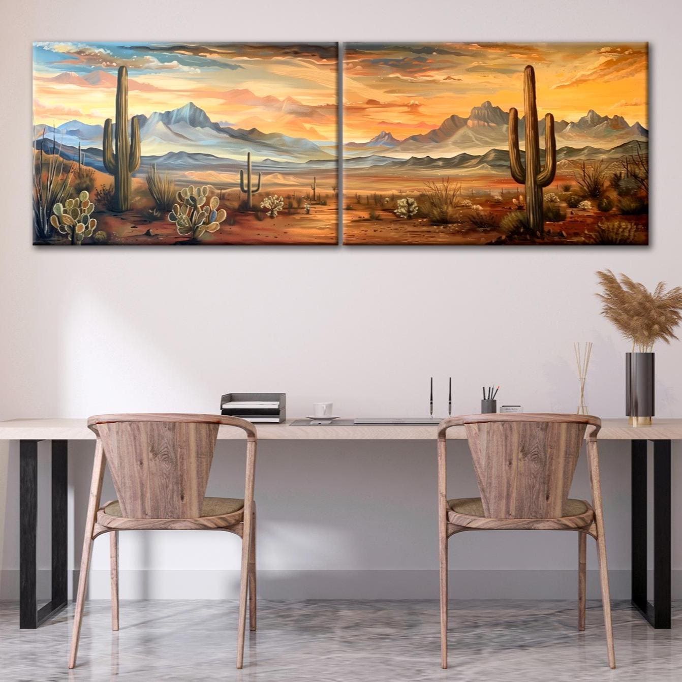 Southwest Desert Landscape: Cactus Wall Art, Cacti Decor, Saguaro Print ...