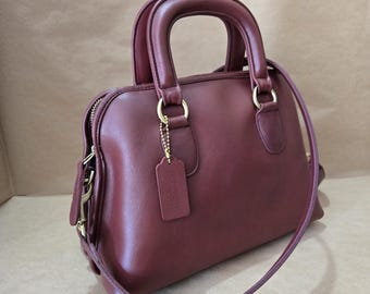 Vintage Coach BURGUNDY BAXTER Bag #9903 Hard to Find Color - Very Good Restored Condition - Immaculately Clean and Ready to Carry
