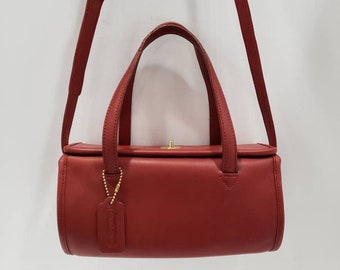 RARE:  Dark RED Vintage Coach Geometric ROLL Bag - #9045 Near-Mint Restored Condition with Repairs - Immaculately Clean and Ready to Carry