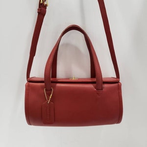 RARE: Dark RED Vintage Coach Geometric ROLL Bag - #9045 Near