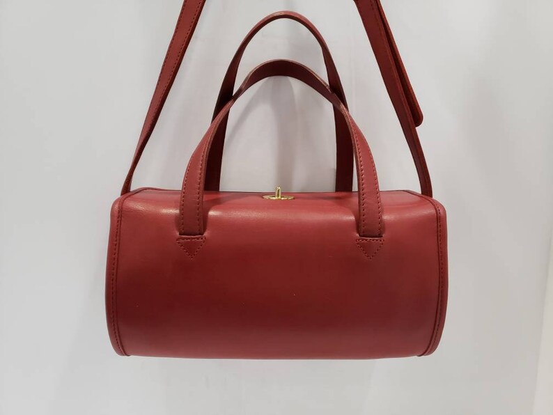 RARE Dark RED Vintage Coach Geometric ROLL Bag 9045 Etsy