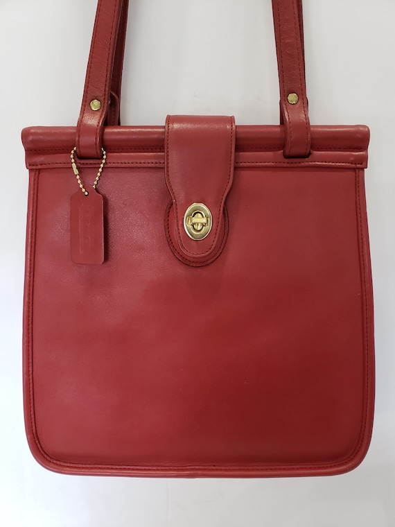 RARE RED WESTON Shopper, Vintage Coach Tote Hard … Gem