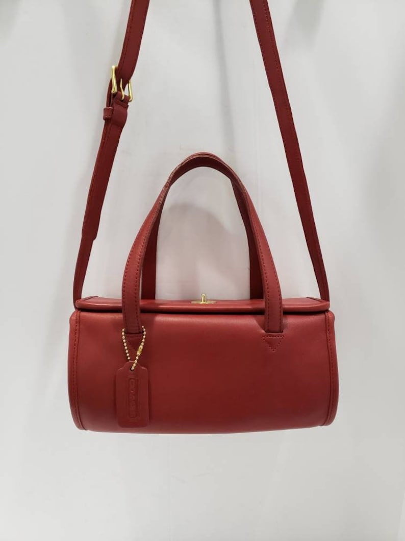 RARE Dark RED Vintage Coach Geometric ROLL Bag 9045 Etsy
