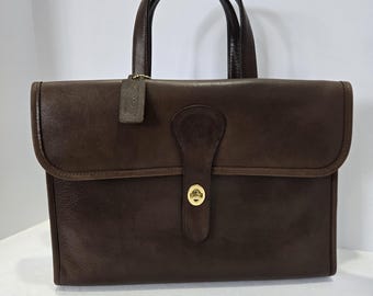Vintage Coach Metal Tag: Mocha PORTFOLIO TOTE Rare Style #9335