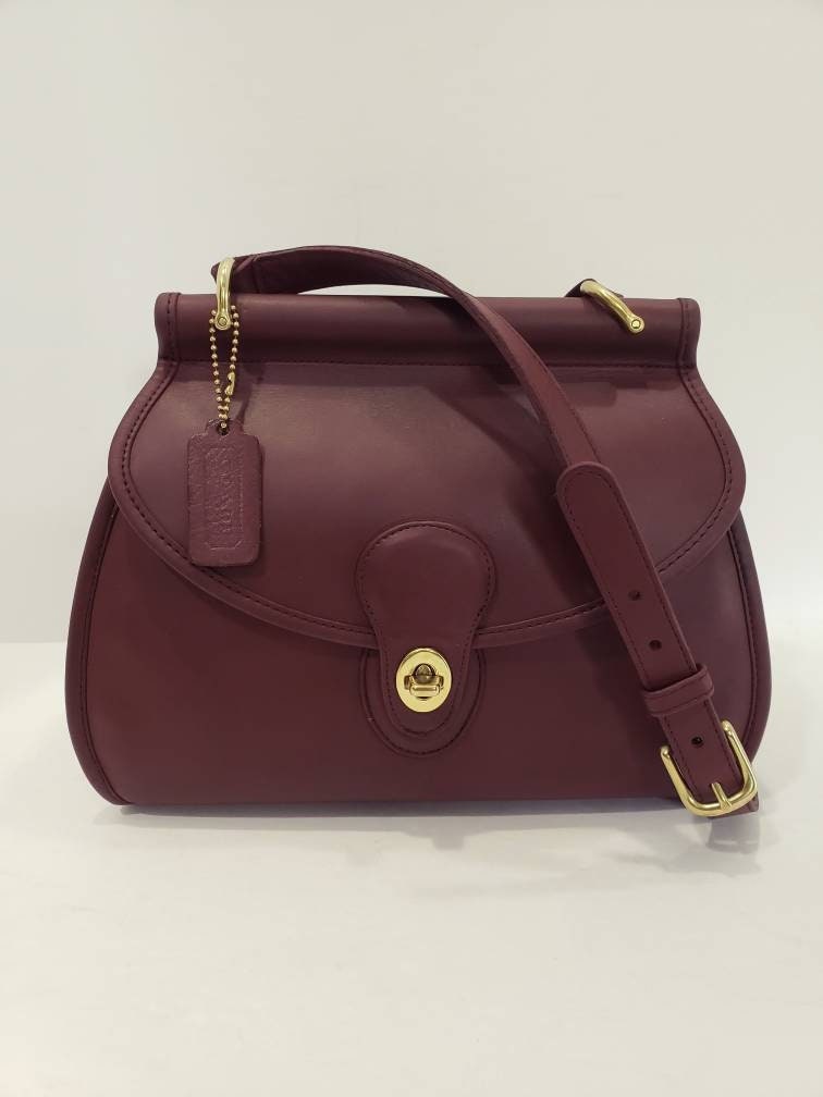 RARE: BURGUNDY LOGAN Bag Vintage Coach With Brass Hardware #9907 