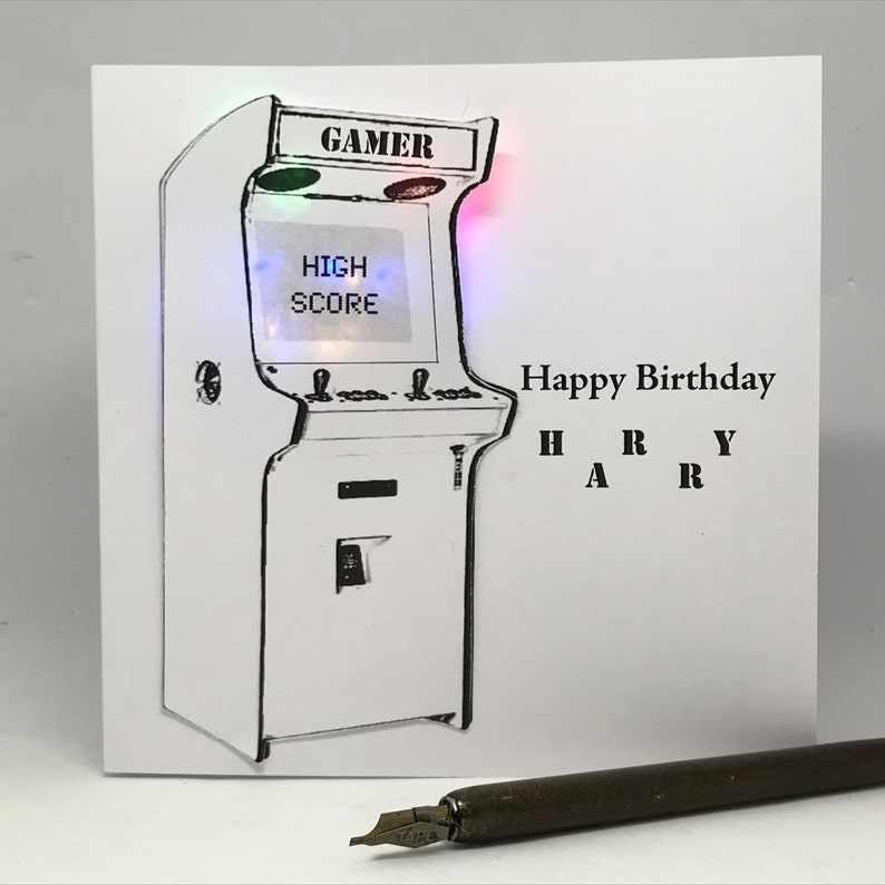 Personalised Gamer Greeting Card Light up Birthday Card, personalised, handmade Teenager card, Son, Daughter, Boyfriend, image 4