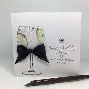 Gin Celebration Birthday Card, personalised, handmade 18th, 21st, 40th, 50th, Daughter, Sister, Mum, Friend, Any occasion