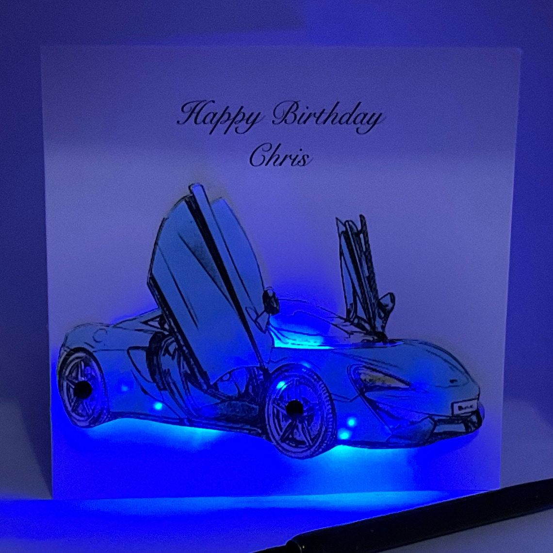 Sports Car Birthday Card Personalised Sports Car Light up Etsy