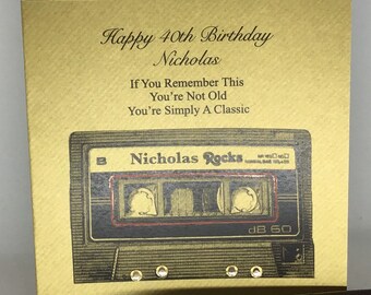 Personalised Handmade Retro Birthday Card Tape Music Disco Greeting Card You're Not Old