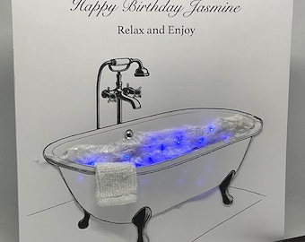 Personalised Light Up Birthday Card: Bubble Bath Handmade Card