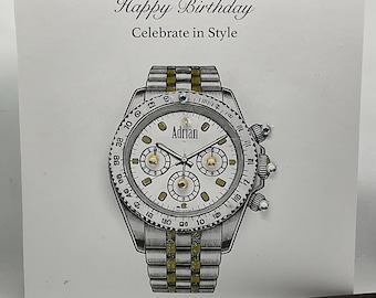 Personalised Light-Up Watch Birthday Card, Handmade Keepsake