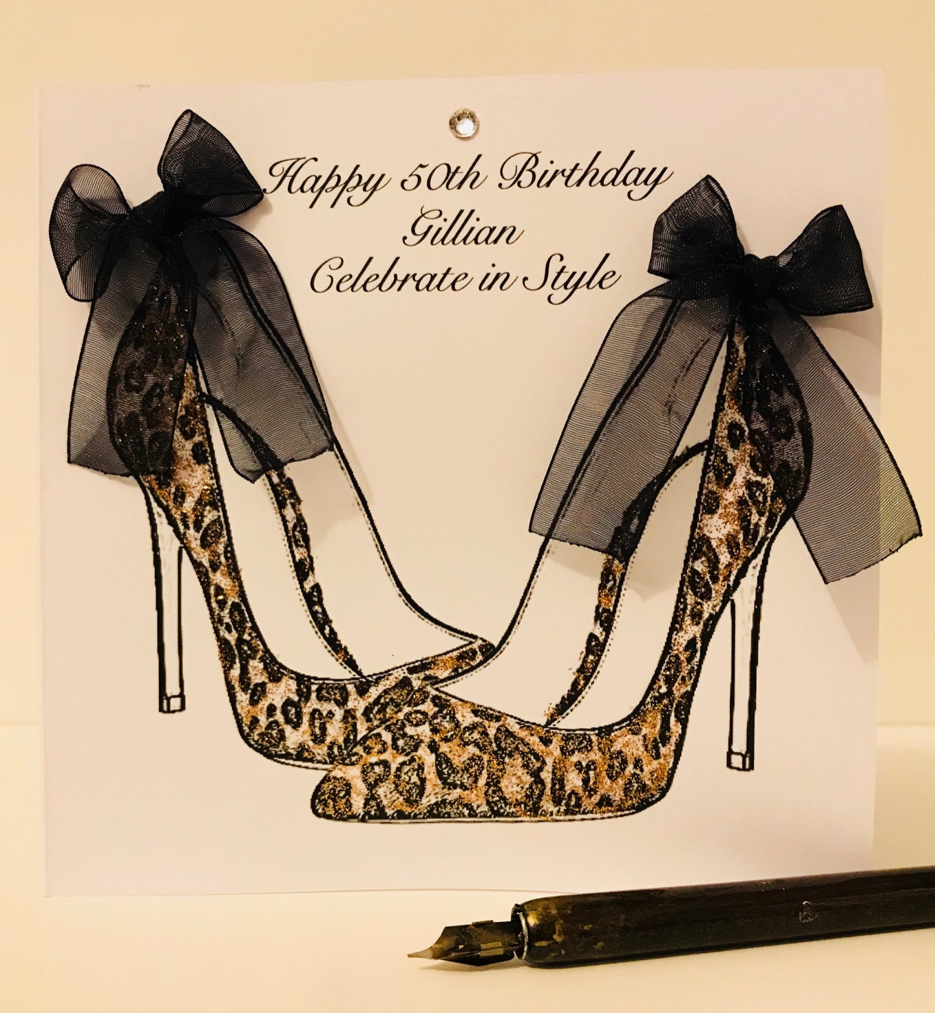 Personalised Handmade Leopard Shoe Birthday Card Mum - Etsy