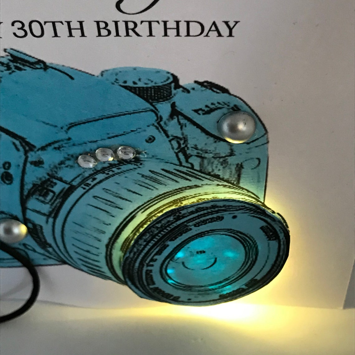 Light up Birthday Card Camera Personalised Handmade Card. Etsy UK