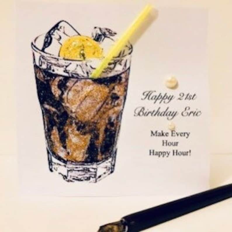 Rum Cocktail Birthday Card Personalised Luxury Card 18th Etsy