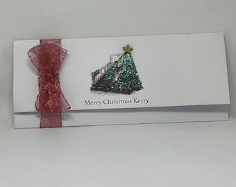 Gepersonaliseerde kerstgeldportemonneekaart | Geldhouder | Cadeaukaart met eigen naam | Geld envelop | Cadeau | Kerstboom