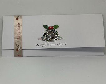 Gepersonaliseerde kerstgeld-portemonneekaart | Geldhouder | Cadeaukaart met eigen naam | Geld envelop | Cadeau | Kerstpudding