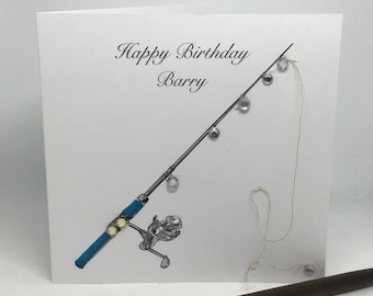 Personalised Handmade Fishing Birthday Card, Special Occasion Card  Brother, Dad, Son, friend 18th / 21st / 40th / 50th / 60th