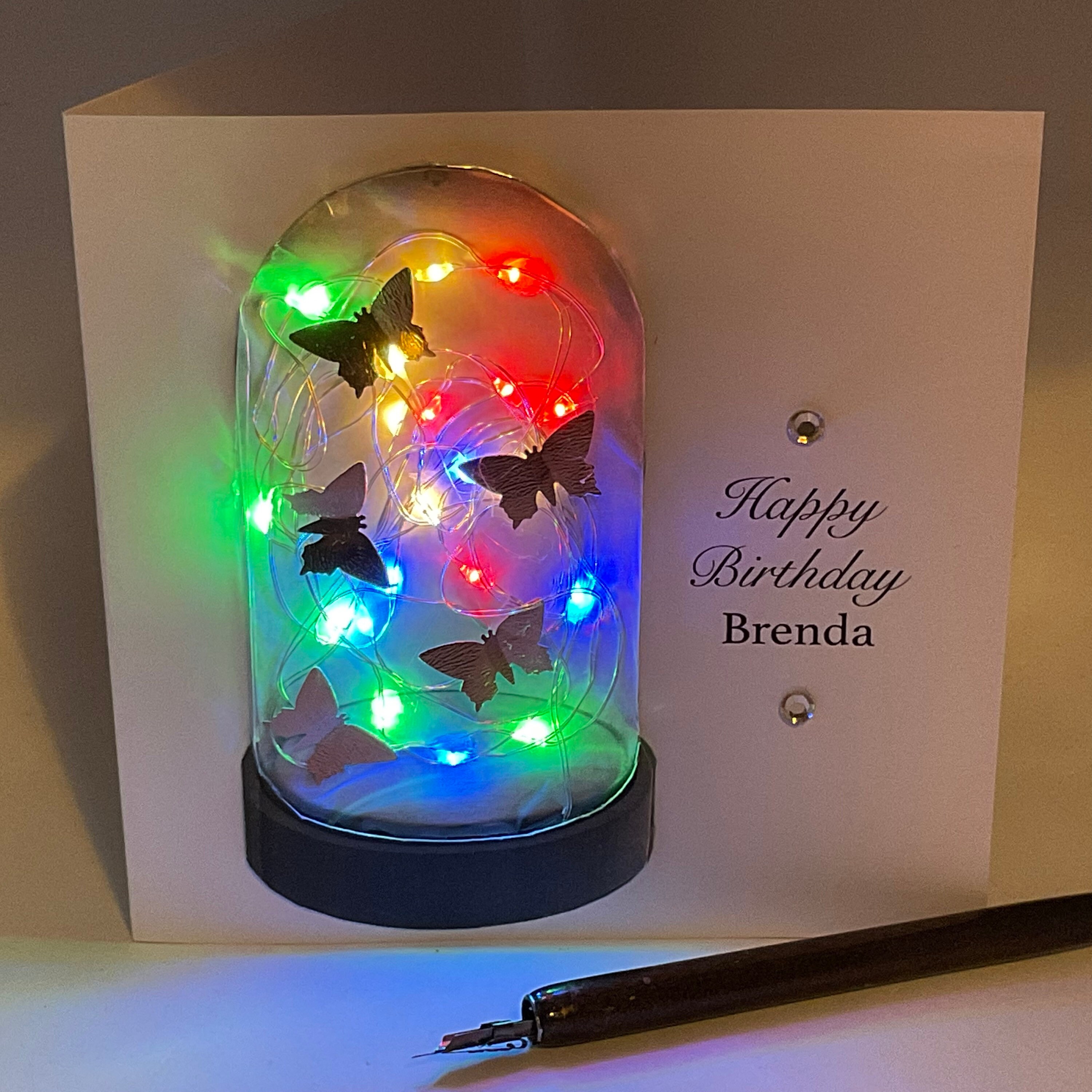 Light up Birthday Card Butterfly Personalised Handmade Etsy