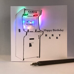 Personalised Gamer Greeting Card Light up Birthday Card, personalised, handmade Teenager card, Son, Daughter, Boyfriend, image 3