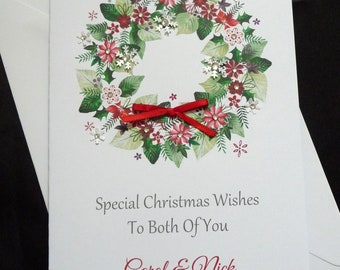HANDMADE PERSONALISED SPECIAL GIRL WREATH CHRISTMAS CARD