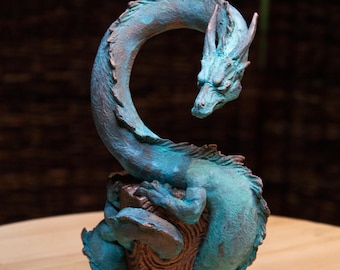 Verdigris Copper Dragon Sculpture