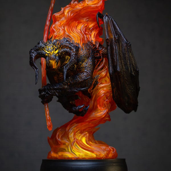 Shadow and Flame Demon - Light-up sculpture - Fire Lamp
