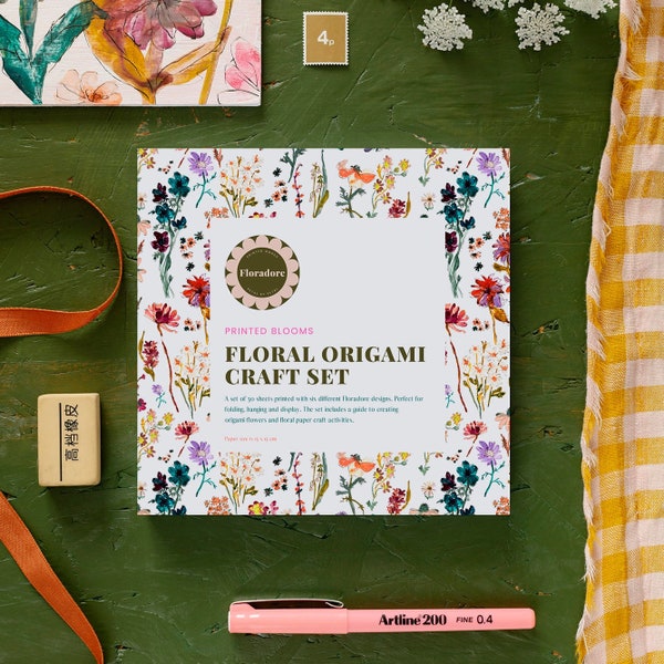 Floral Origami Craft Set // botanical art, origami kit, origami paper, craft set, mindful art, craft kit, floral art set