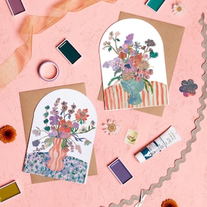 Ensemble de cartes Bell Jar Blooms lilas // art botanique, cadeau pour hôtesse, cartes intérieures vierges, cartes de tous les jours, art mural floral, cartes d'art, carte de fleurs