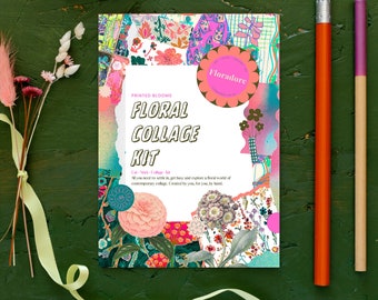 Floral Collage Kit // craft kit, scrapbooking kit, mindful art, floral collage, art therapy, art activity, art workshop, art gift, art kit