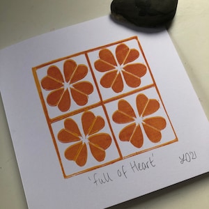 Full of Heart carta linocut originale