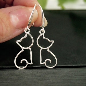 Earrings Cats 925 Silver Cat Pendant Children Earrings Sterling Silver Kitty Kitten