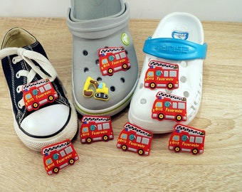 Fire Department Excavator Crocs Charm Shoe Clip Badge Shoe Buckles Crocs Jewelry, Charms Pin for Shoes