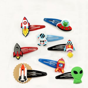 Space Hair Clips Rocket UFO Astronaut Spaceship Alien Boy Gift for Easter Santa Claus Advent Calendar Christmas