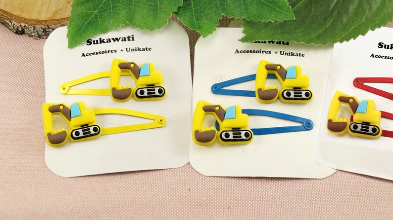 Excavator hair clips boys construction site children hair clip hair tie UNISEX hair clip boy Santa Claus Advent calendar Christmas image 8