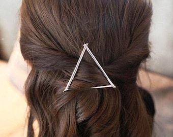 Hair clip triangle silver or gold metal hair clip hair clip triangle hair clip gift retro