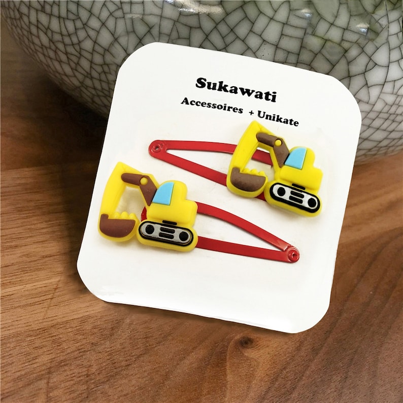 Excavator hair clips boys construction site children hair clip hair tie UNISEX hair clip boy Santa Claus Advent calendar Christmas image 5