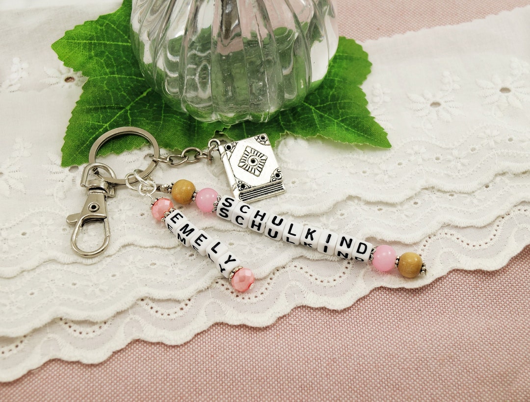 School Child Girl Key Ring With Name Book Pendant for Starting Etsy